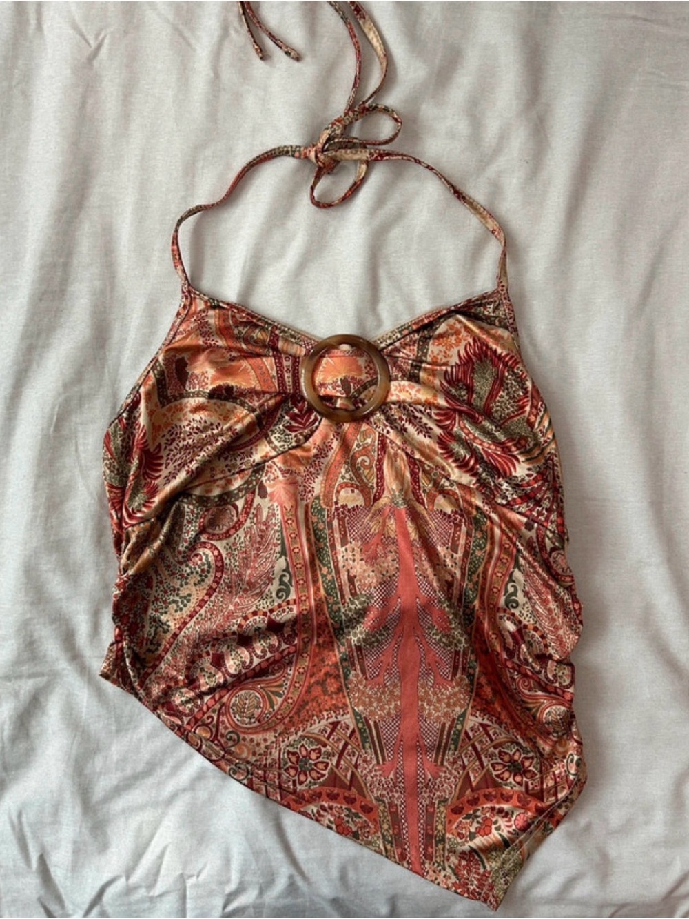 Women’s Paisley Print Halter Bag - Rust Multi